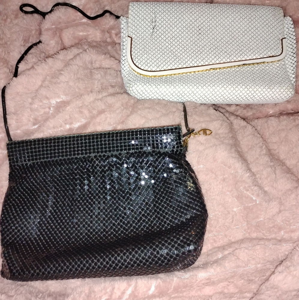 Elegant Black and White Sequin Clutch Set